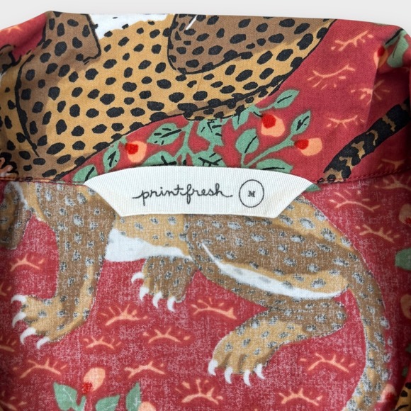 PrintFresh Cotton Pajama Short Set in Scarlet Bagheera Leopard Size Medium - Picture 5 of 13